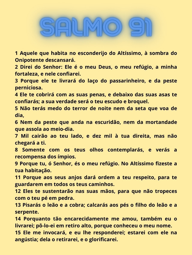 Tradicional Salmo 91 original e mais lido Tradicional Salmo 91 original e mais lido